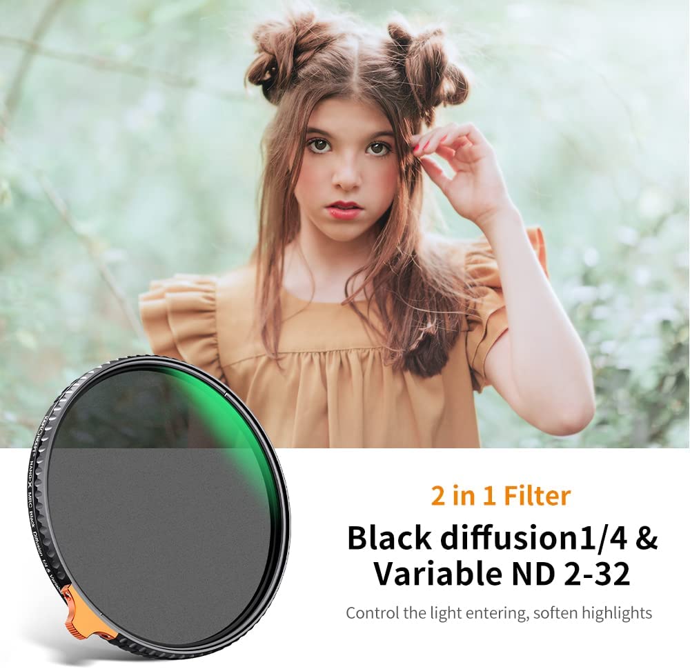 K&F Concept 77mm Black Diffusion 1/4 Effect & Variable ND2-ND32 ND Filter KF01.1815 - 3